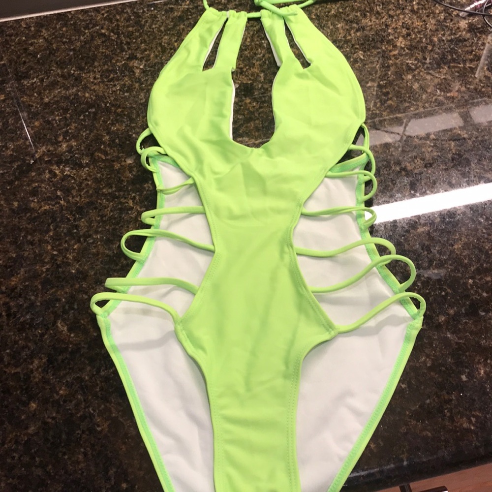 Neon green monokini